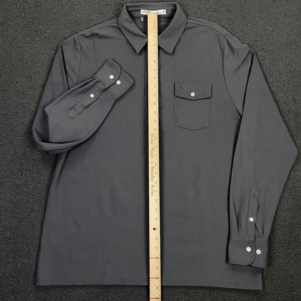 Criquet Polo Shirt Mens XL Gray Pima Cotton Knit Long Sleeve golf Casual - Picture 7 of 9